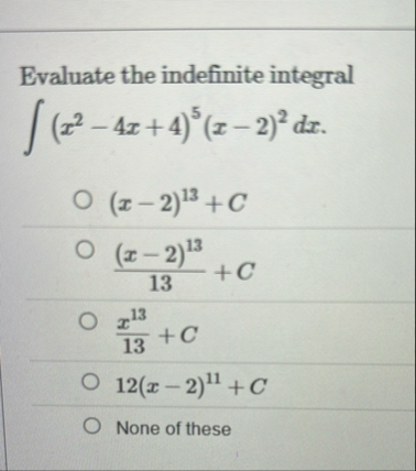 Evaluate the indefinite integral ( x 2 - 4 x 4 )