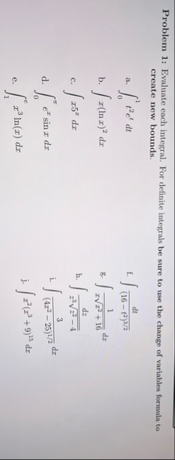 Problem 1 : Evaluate each integral. For definite