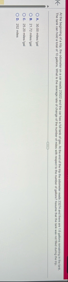 At the beginning of a trip, the odometer on a car