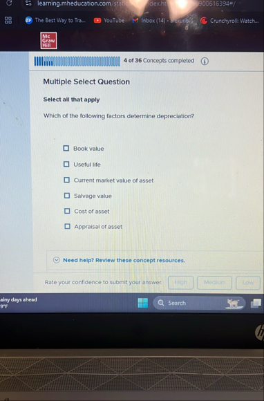 Mc Graw HIII 4 of 3 6 Concepts completed Multiple