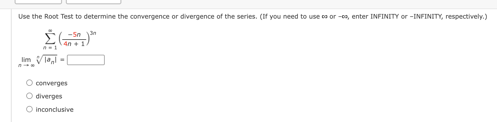 o r - , enter INFINITY o r - INFINITY,