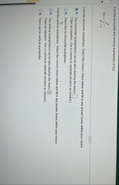 Find the horizontal and vertical asymptotes of f