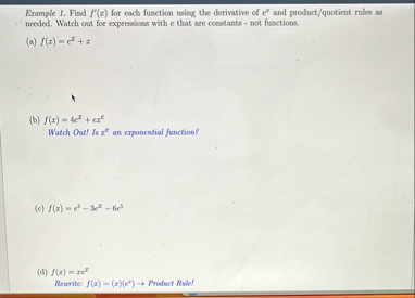 Brample 1 . Find f ' ( x ) for each function