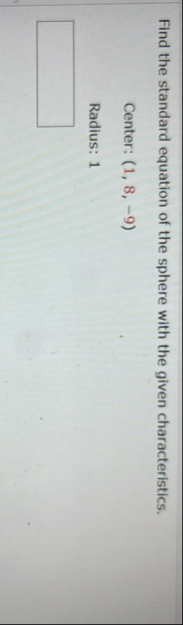 Find the standard equation of the sphere with the