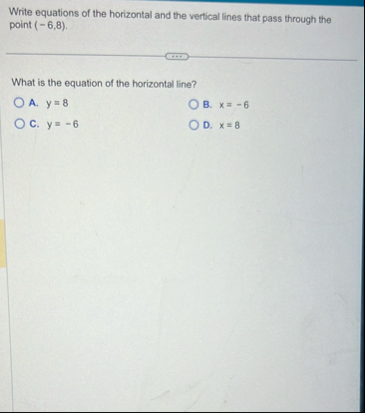 Write equations of the horizontal and the