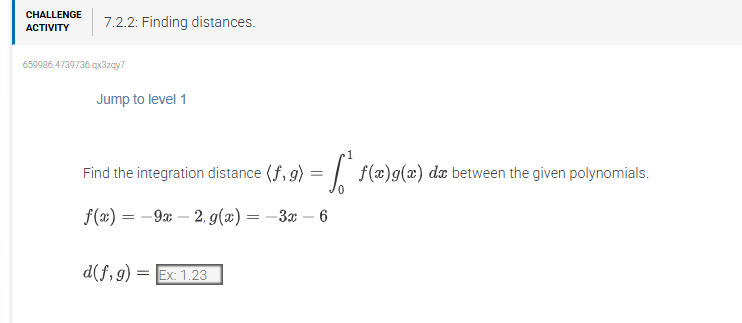 Jump t o level 1 Find the integration distance (