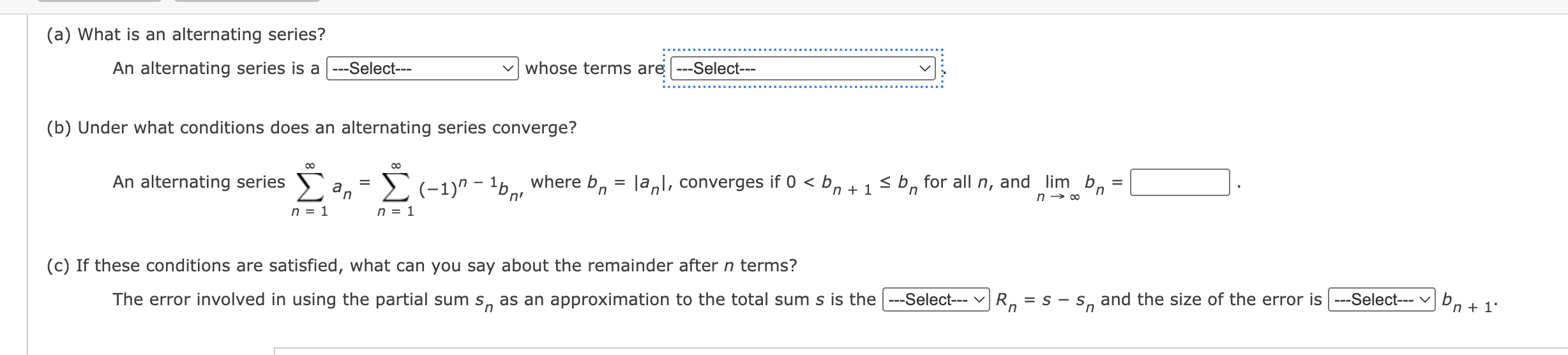 ( a ) What i s a n alternating series? A n
