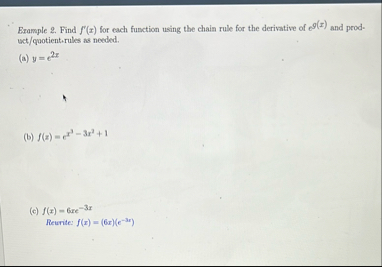 Erample 2 . Find f ' ( x ) for each function