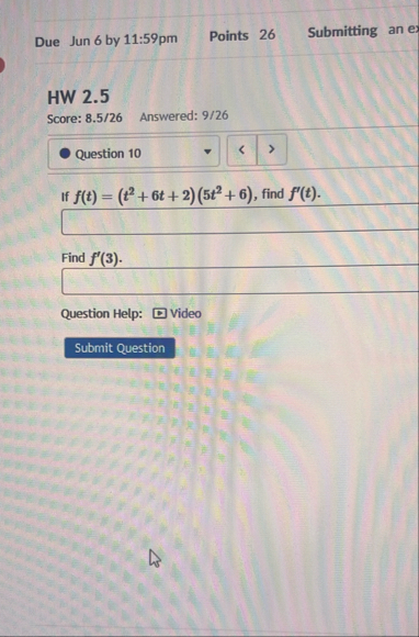 Due Jun 6 by 1 1 : 5 9 pm Points 2 6 Submitting