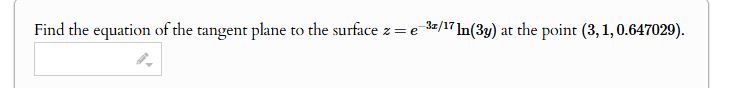 Find the equation o f the tangent plane t o the