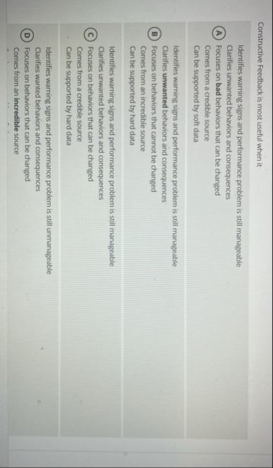 Constructive Feedback is most useful when it