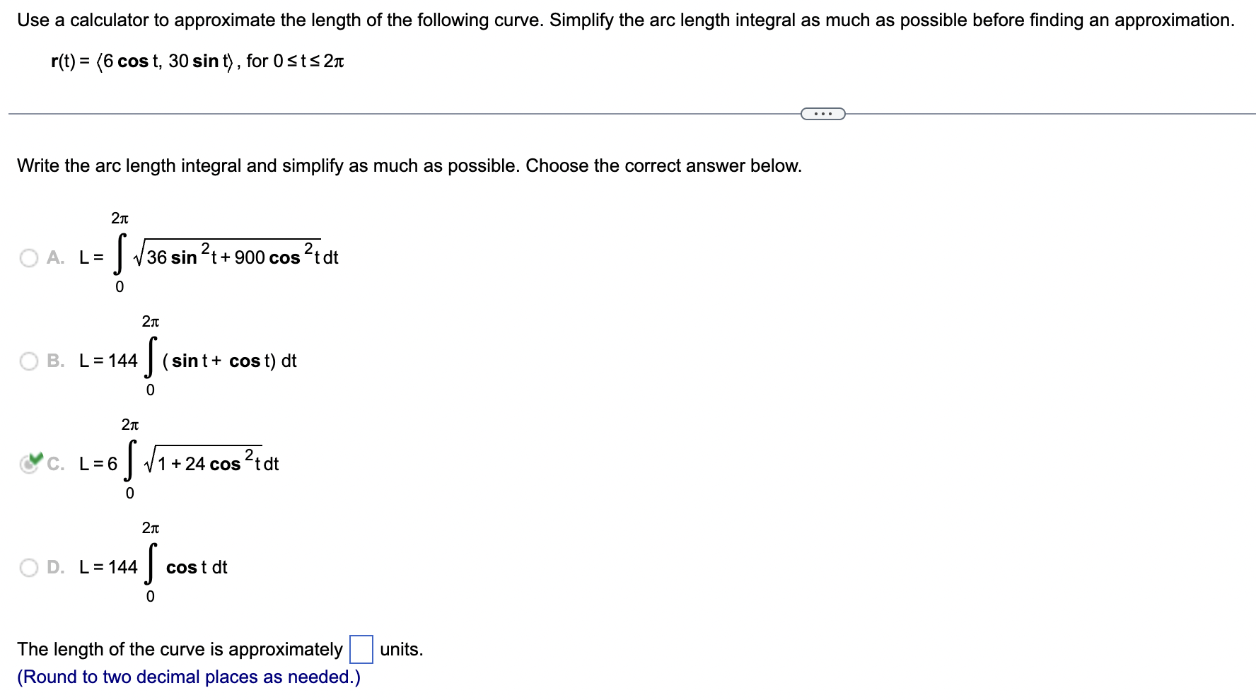 r ( t ) = ( : 6 c o s t , 3 0 s i n t : ) , for 0