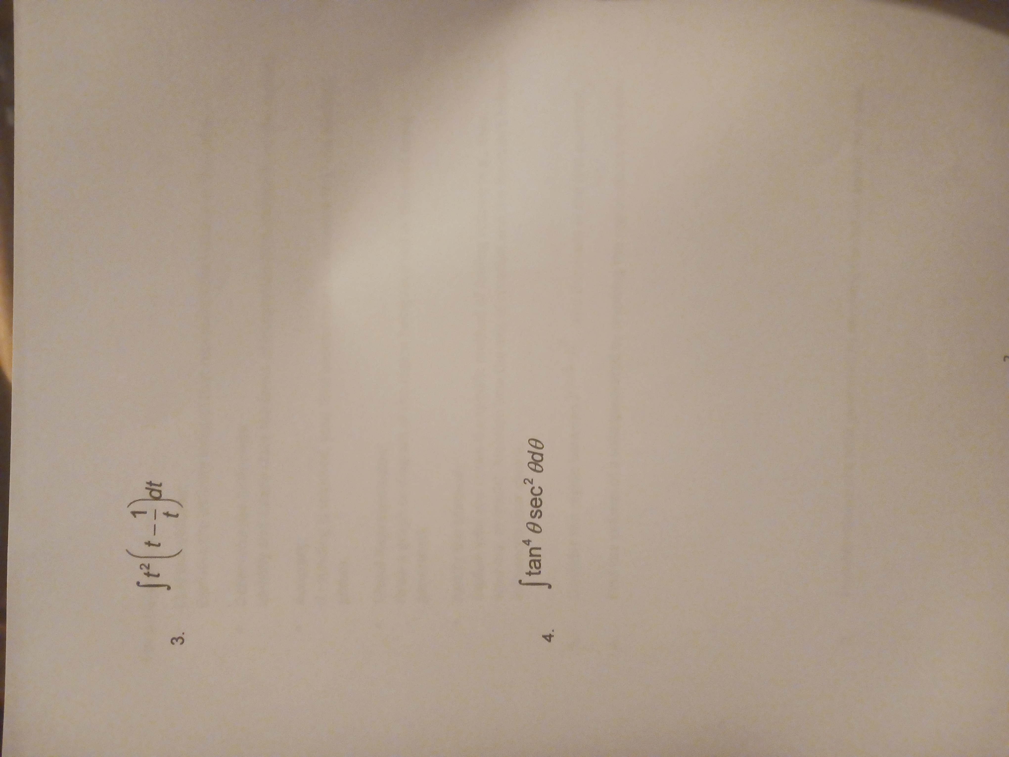 t 2 ( t - 1 t ) d t t a n 4 s e c 2 d