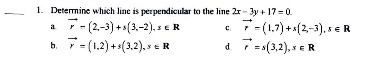 Determine which line i s perpendicular t o the