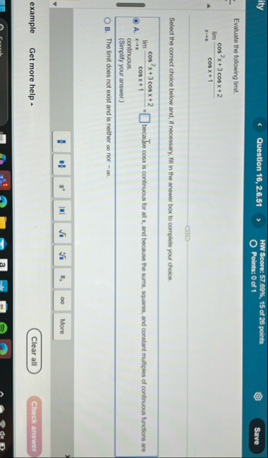 Question 1 6 , 2 . 6 . 5 1 HW Score: 5 7 . 6 9 %