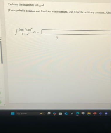 Evaluate the indefinite integral. ( Use symbolic