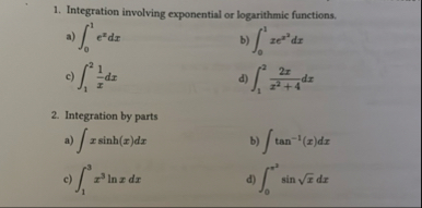 Please show all steps, Integration involving