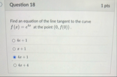 Question 1 8 1 pts Find an equation of the line