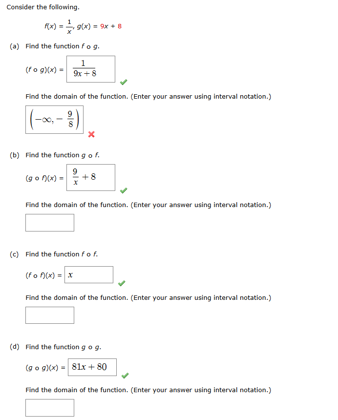 Consider the following. f ( x ) = 1 x , g ( x ) =