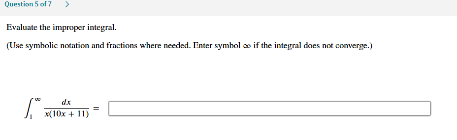 i f the integral does not converge. 1 d x x ( 1 0