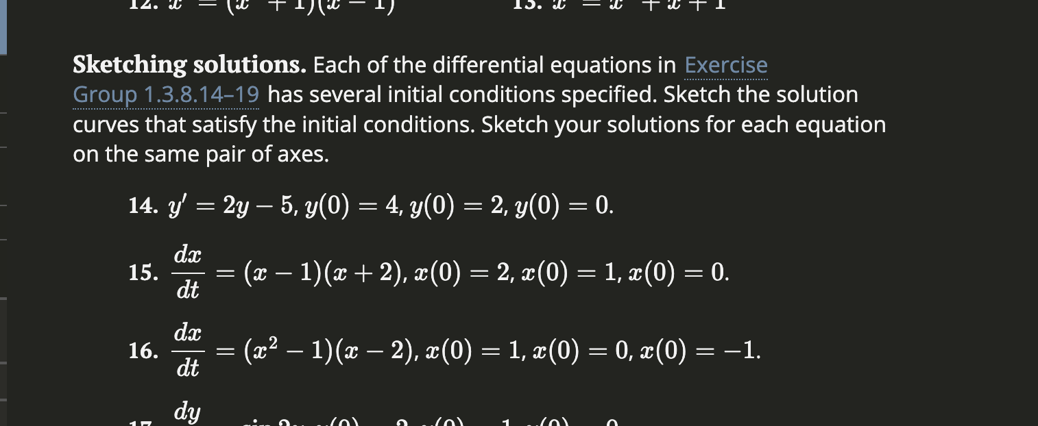 Sketching solutions. Each o f the differential