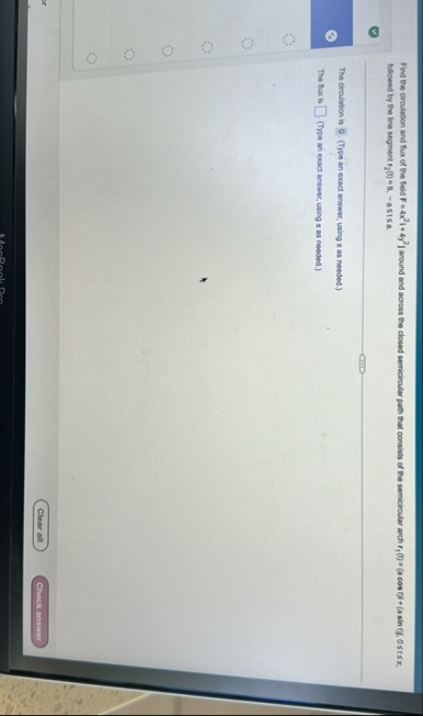 Find the circulation and flux of the feld F = 4 x