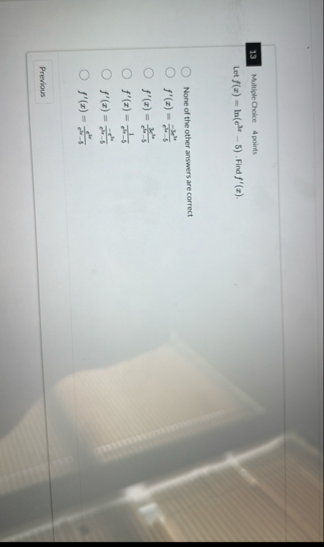 1 3 Multiple Choice 4 points Let f ( x ) = l n (