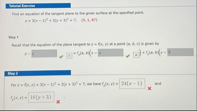 Tharial Exercise Find an equation of the tangent