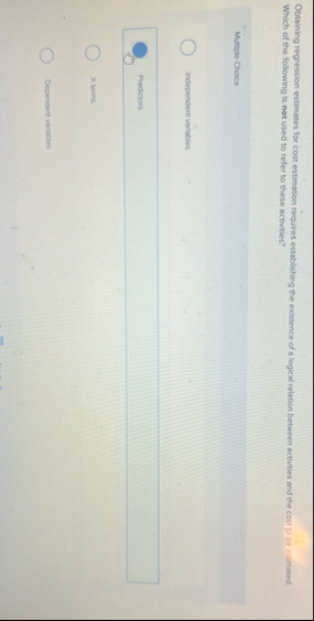 Obtaling regression estimates for cost estimation