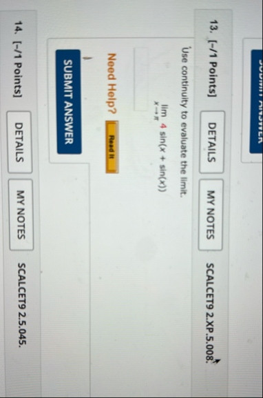 [ - / 1 Points ] SCALCET 9 2 . XP . 5 . 0 0 8 .