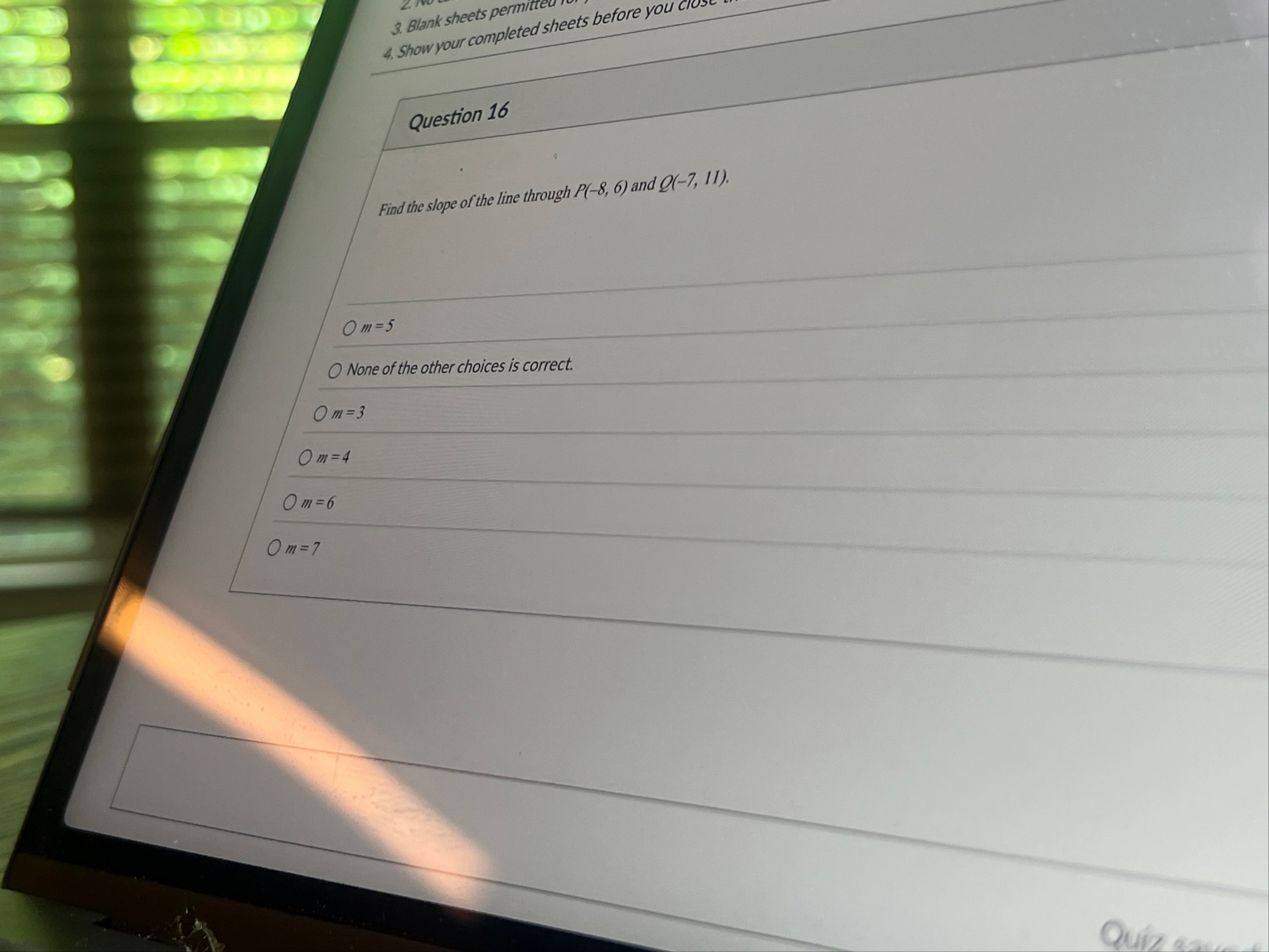 Question 1 6 Find the slope of the line through P
