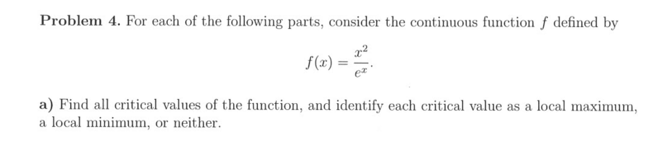 Problem 4 . For each o f the following parts,