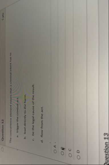 Question 1 . 2 1 pts The concurrence element