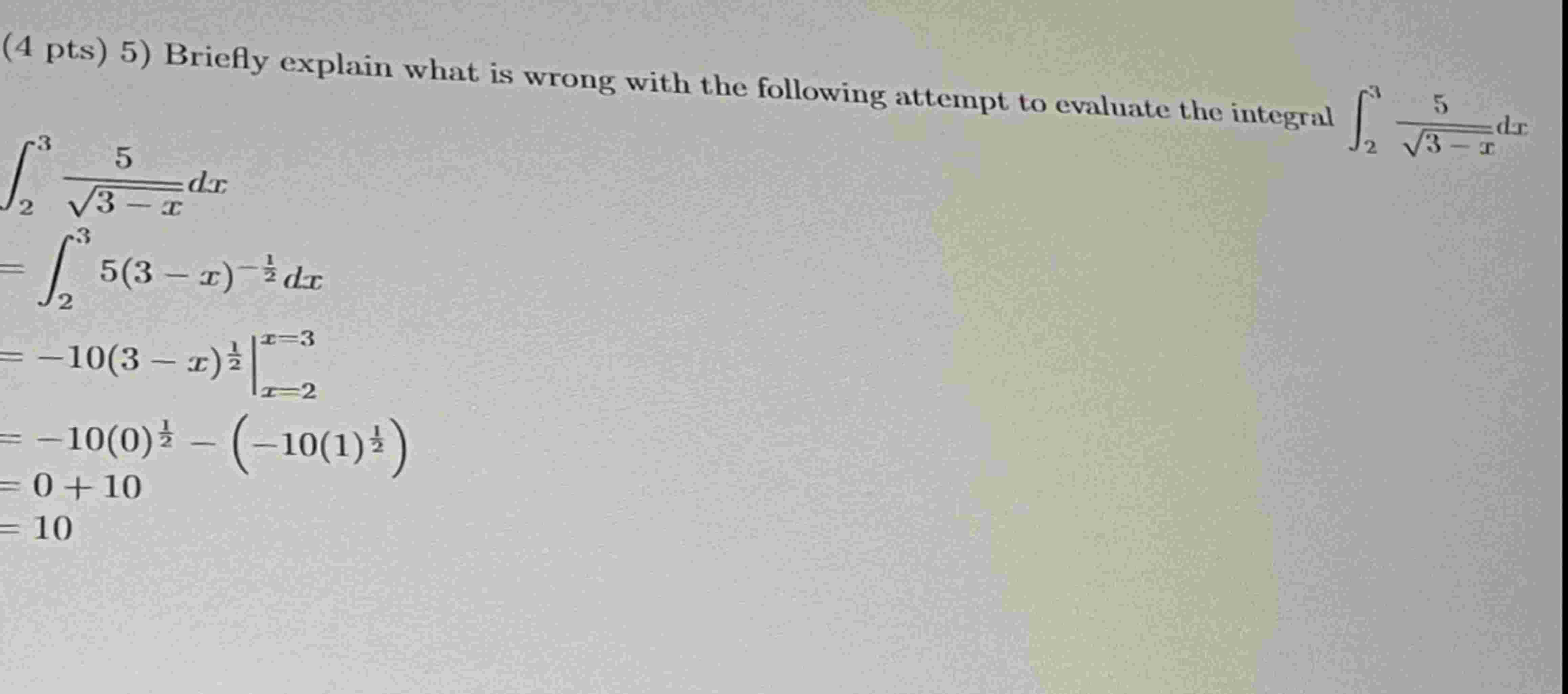 ( 4 p t s ) 5 2 3 5 3 - x 2 d x 2 3 5 3 - x 2 d x