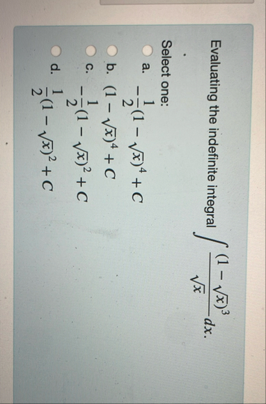 Evaluating the indefinite integral ( 1 - x 2 ) 3