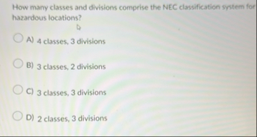 How many classes and divisions comprise the NEC