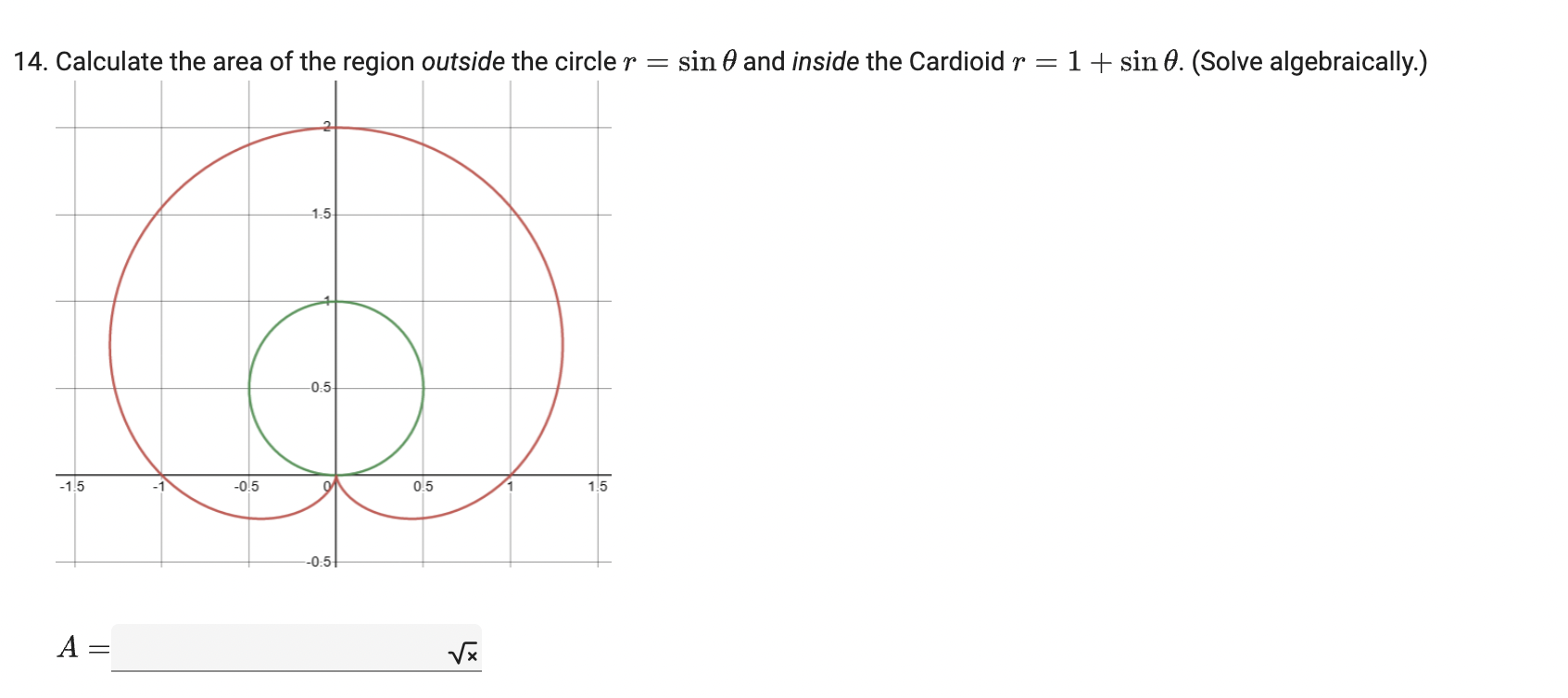 Calculate the area o f the region outside the