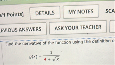 Points ] SCA Find the derivative of the function