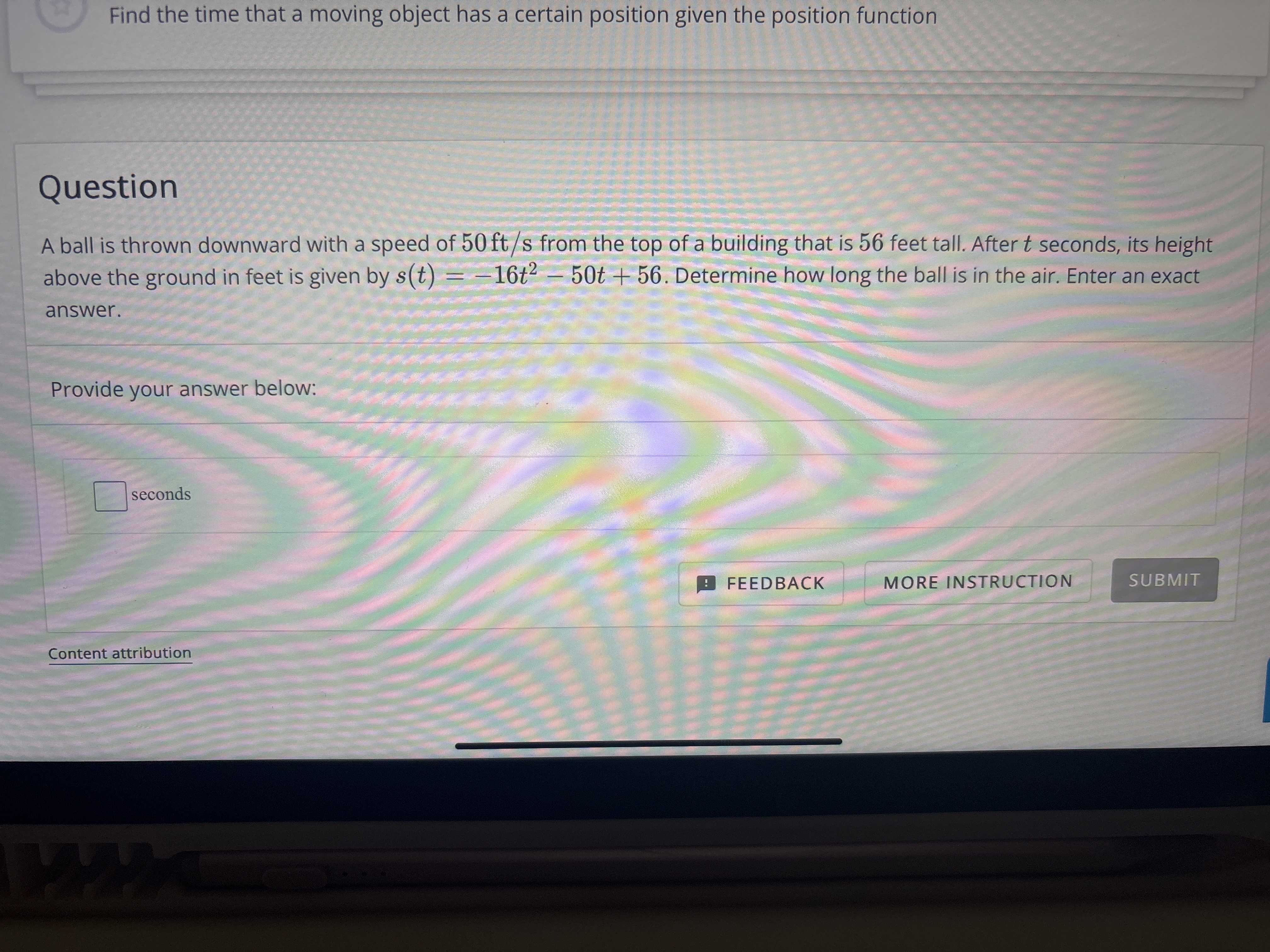 Find the time that a moving object has a certain