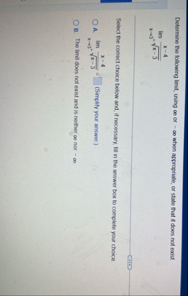 Determine the following limit , using or - when