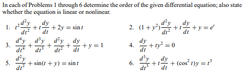 I n each o f Problems 1 through 6 determine the