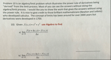 Problem 1 0 is an algebra / limit problem which