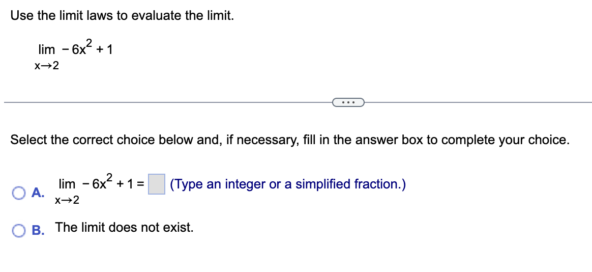 Use the l i m i t laws t o evaluate the l i m i t