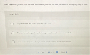 When determining the location decision for