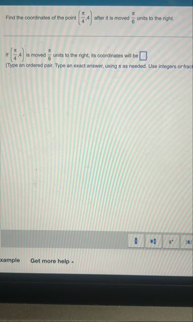 Find the coordinates of the point ( 4 , 4 ) after