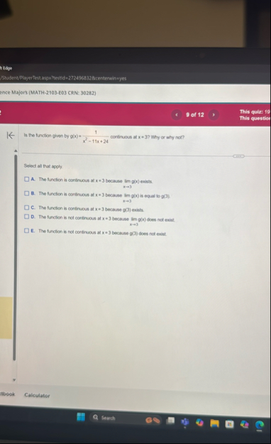 lddy ence Majors ( MATH - 2 1 0 3 - E 0 3 CRN: 3