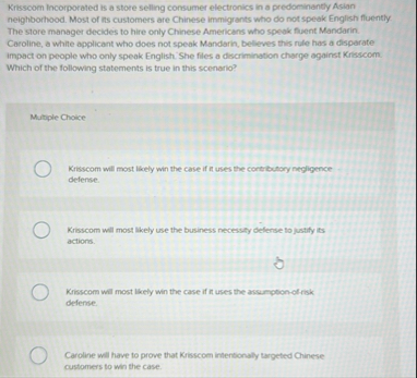 Krisscom Incorporated is a store selling consumer