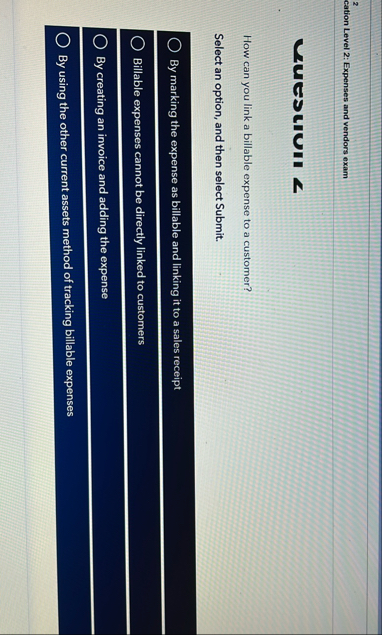 2 cation Level 2 : Expenses and vendors exam How