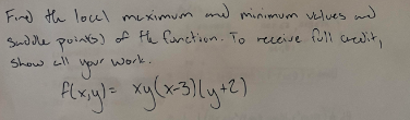 Find the local maximum and minimum values and