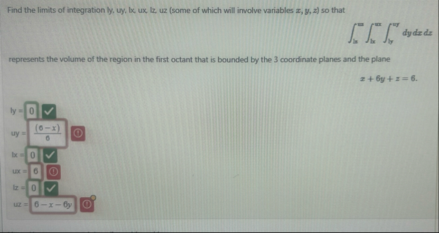 Find the limits of integration ly , uy , lx . ux
